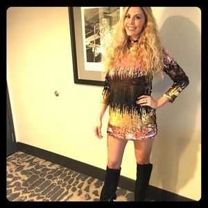 Beautiful multicolored sequin cocktail dress. XS